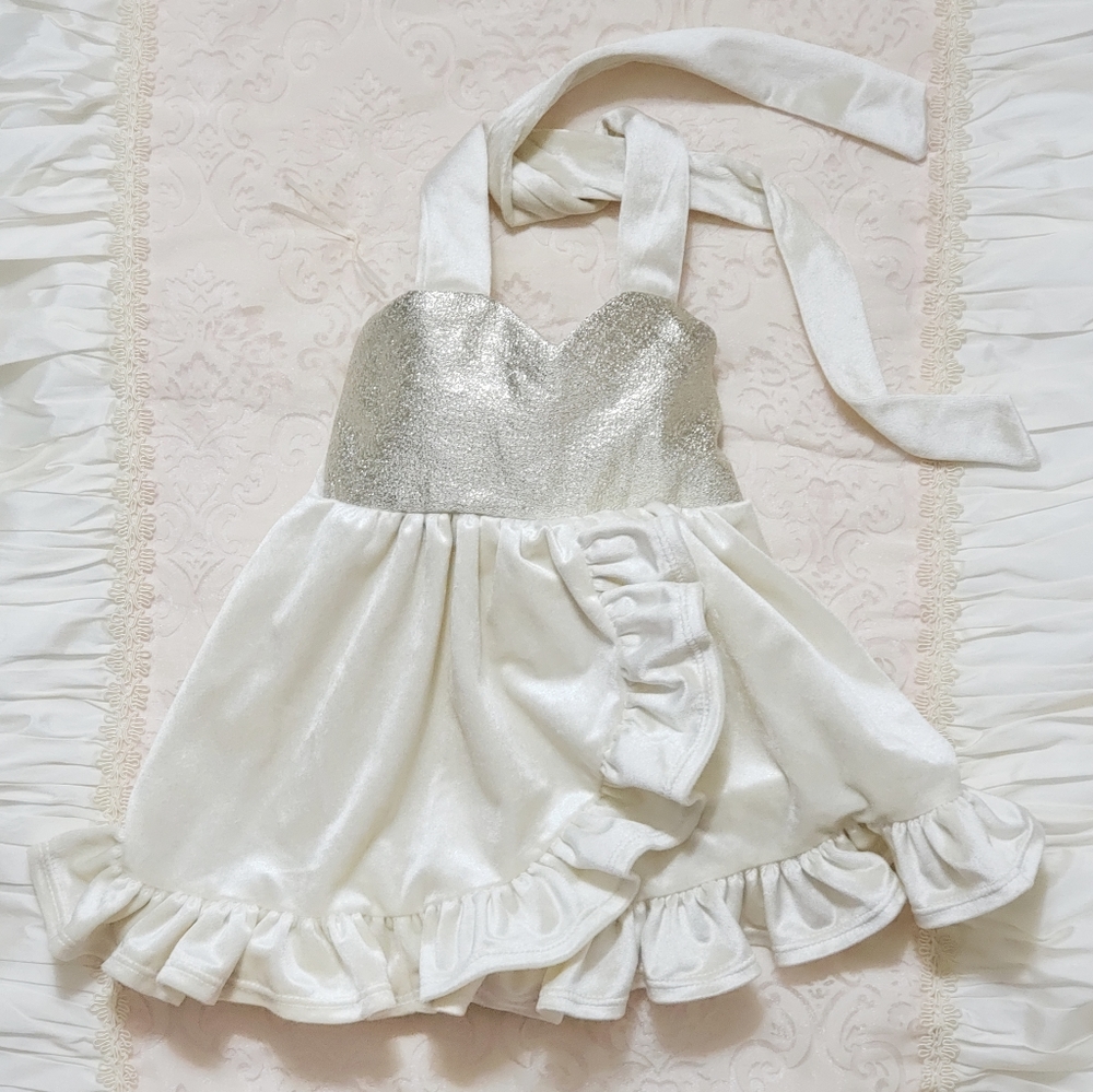 Sugarplum Lane Gold Velvet Halter Dress 9-12m